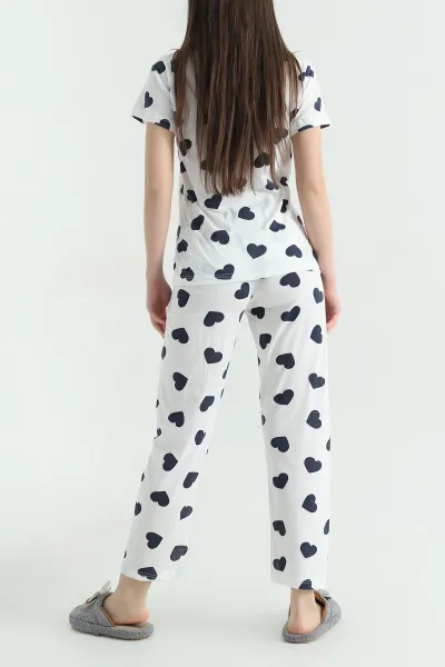 Lacivert Baskılı Kadın Pijama Takımı 357368