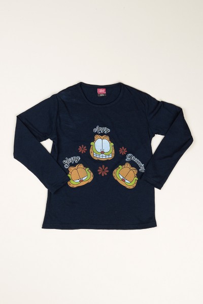 Lacivert Baskılı Kız Çocuk Pijama Takımı 77939