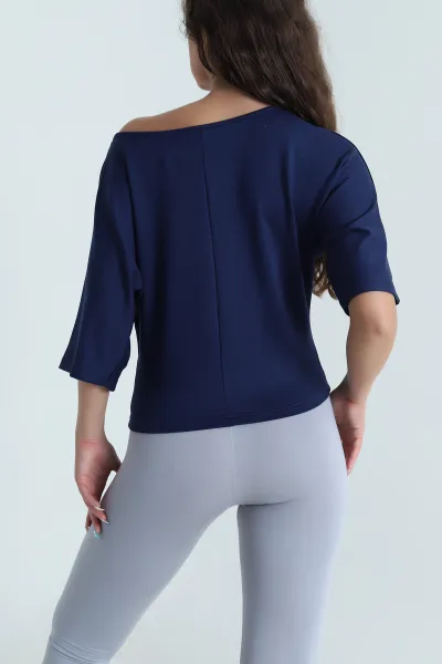 Lacivert Baskılı Kristal Kadın Bluz 482070