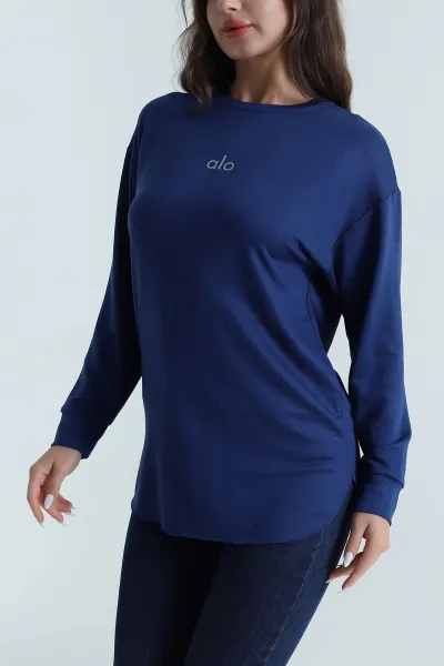 Lacivert Baskılı Kristal Kadın Sweat Tunik 485138