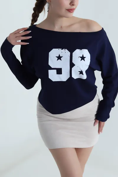 Lacivert Baskılı Oysho Kadın Bluz 487142
