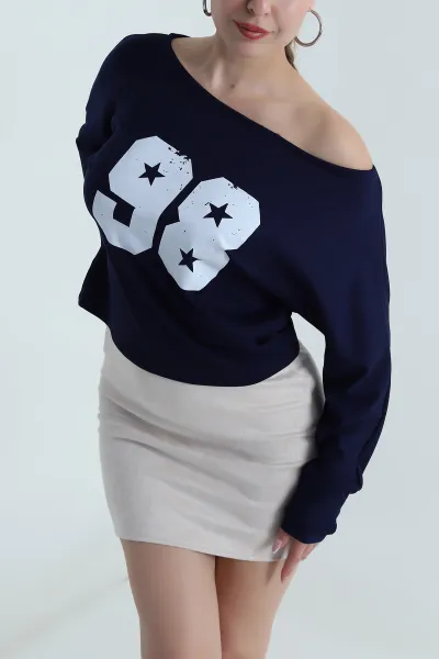 Lacivert Baskılı Oysho Kadın Bluz 487142