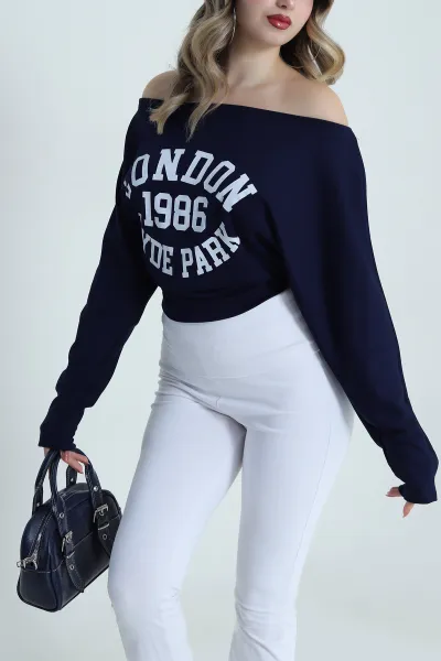 Lacivert Baskılı Oysho Kadın Bluz 487164