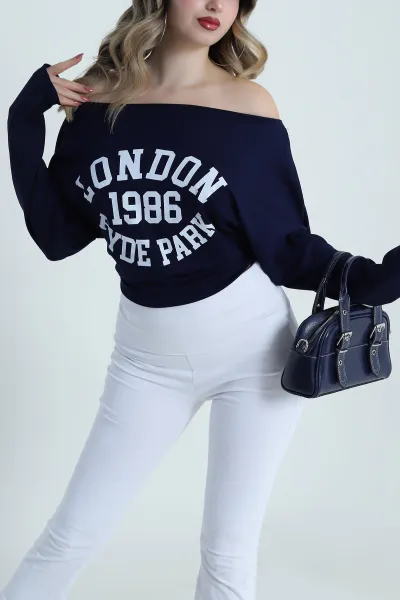 Lacivert Baskılı Oysho Kadın Bluz 487164