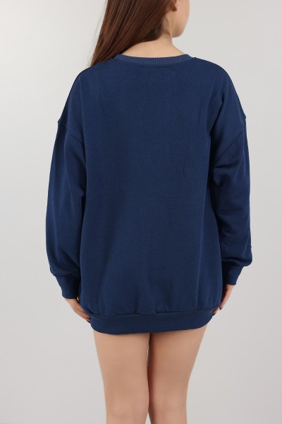 Lacivert Baskılı Şardonlu Bayan Sweat 151508