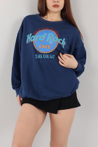 Lacivert Baskılı Şardonlu Bayan Sweat 151508