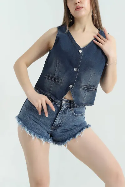 Lacivert Bayan Kot Yelek 335605