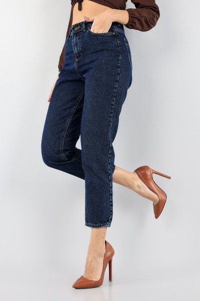 Lacivert Bayan Mom Kot Pantolon 93478
