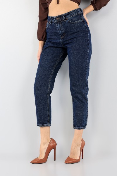 Lacivert Bayan Mom Kot Pantolon 93478