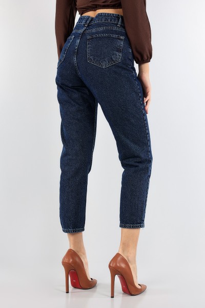 Lacivert Bayan Mom Kot Pantolon 93478