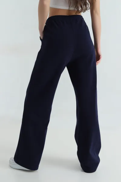 Lacivert Bel Lastikli Cepli Selanik Kadın Pantolon 414359