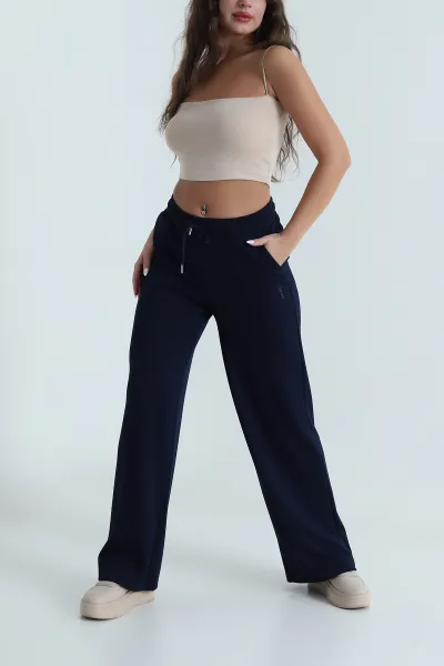 Lacivert Bel Lastikli Modal Kadın Eşofman Altı 485443