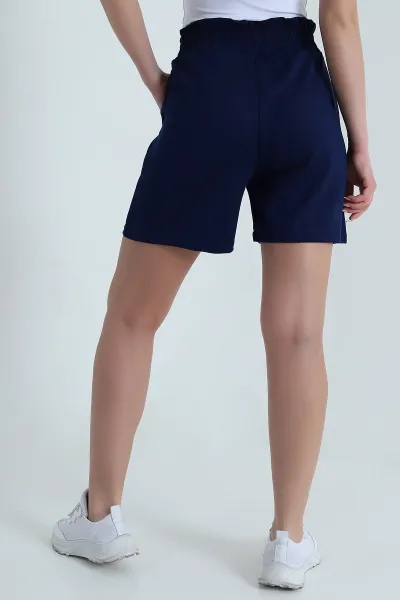Lacivert Bel Lastikli Modal Kadın Şort 458806