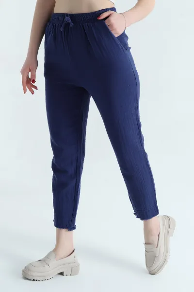 lacivert-bel-lastikli-muslin-keten-kadin-pantolon-339873