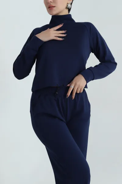 Lacivert Bel ve Paça Sıkmalı Oysho Kadın İkili Takım 406987