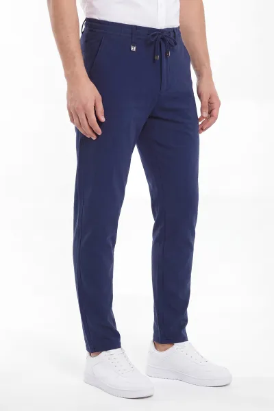 Lacivert Belden Bağlamalı Erkek Pantolon 462579