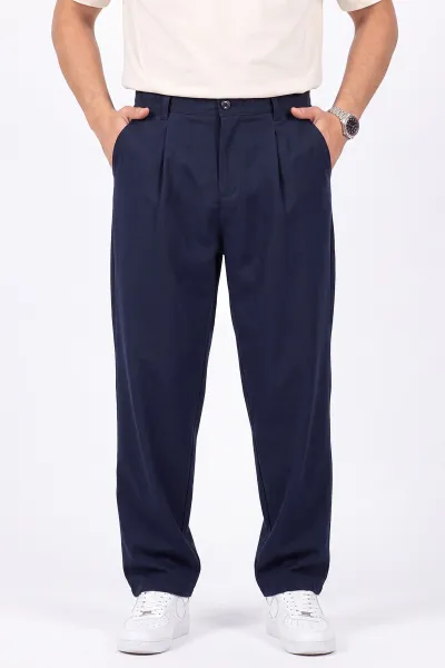 Lacivert Beli Lastikli Baggy Erkek Pantolon 472213
