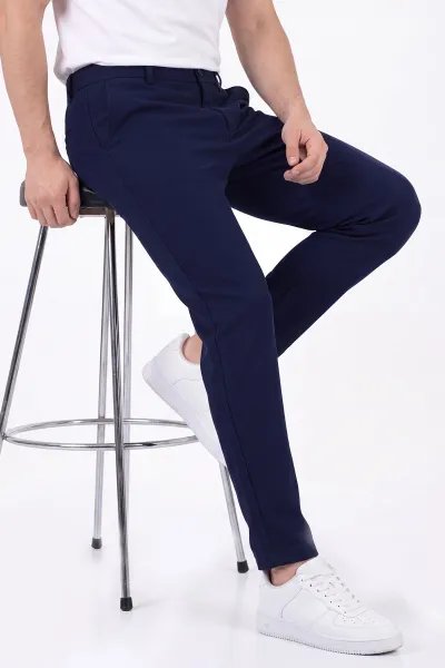 Lacivert Beli Lastikli Double Kumaş Erkek Pantolon 472195