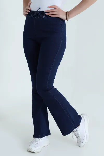 Lacivert Beli Lastikli İspanyol Kadın Kot Pantolon 467893