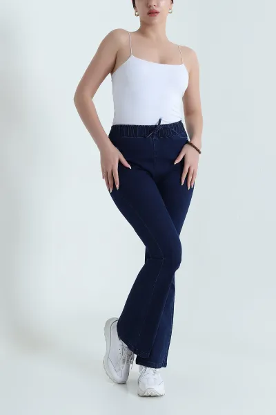 Lacivert Beli Lastikli İspanyol Kadın Kot Pantolon 467893