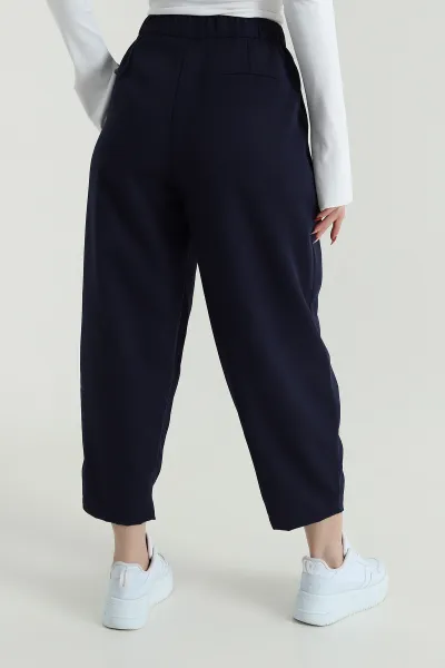 Lacivert Beli Lastikli Kadın Havuç Pantolon 425785
