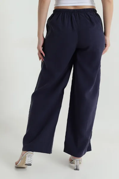 Lacivert Beli Lastikli Kadın Tensel Pantolon 465942