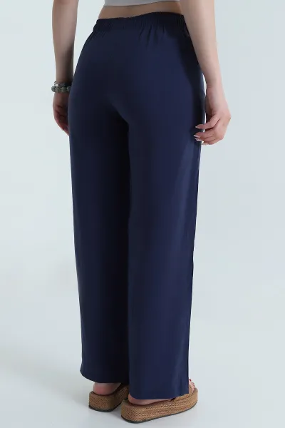 Lacivert Beli Lastikli Modal Kadın Pantolon 478949