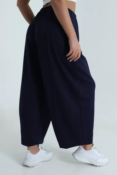 Lacivert Beli Lastikli Modal Kadın Şalvar Pantolon 487858