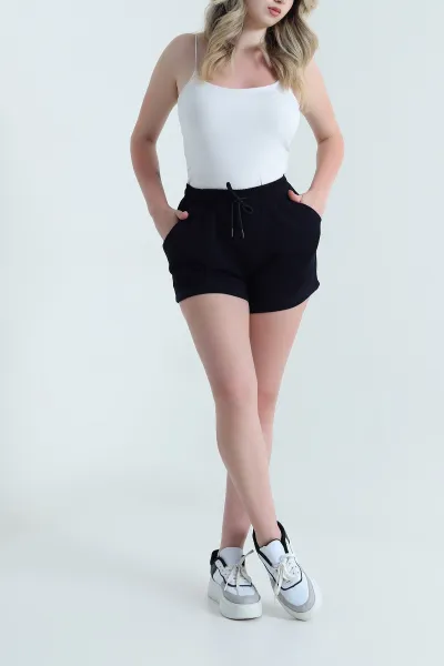 Lacivert Beli Lastikli Modal Kadın Şort 461704
