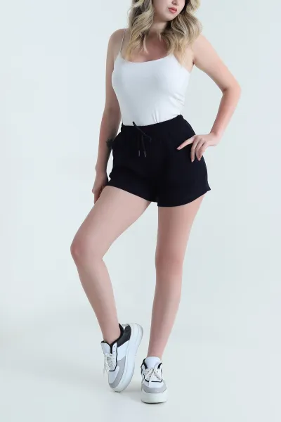 Lacivert Beli Lastikli Modal Kadın Şort 461704