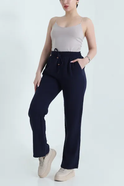 lacivert-beli-lastikli-muslin-keten-kadin-pantolon-458100