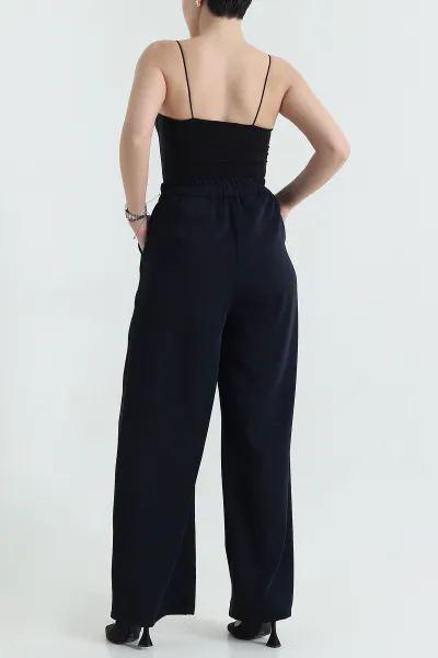 Lacivert Beli Lastikli Palazzo Latina Kadın Pantolon 433373