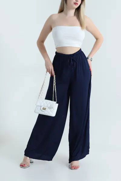 Lacivert Beli Lastikli Palazzo Yeni Sezon Kadın Pantolon 467785