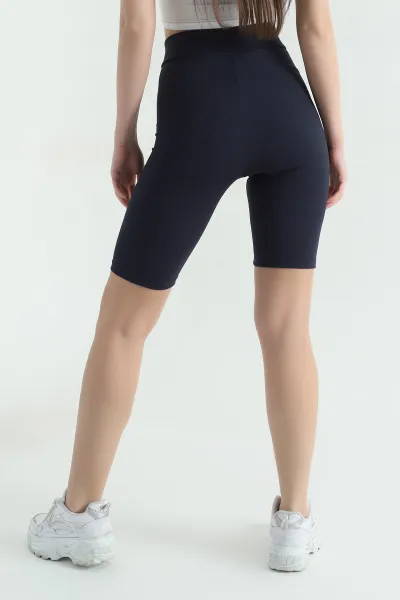 Lacivert Beli Lastikli Şort Tayt 357400