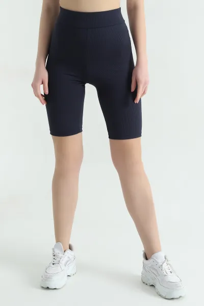 Lacivert Beli Lastikli Şort Tayt 357400
