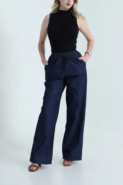 lacivert-beli-lastikli-tensel-kot-kadin-pantolon-462810