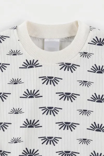 Lacivert Beyaz   (1-3 Yaş) Güneş Desen Raporlu Çocuk Pijama Takım 477349