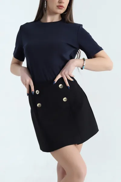 Lacivert Bisiklet Yaka Basic Tişört 338135