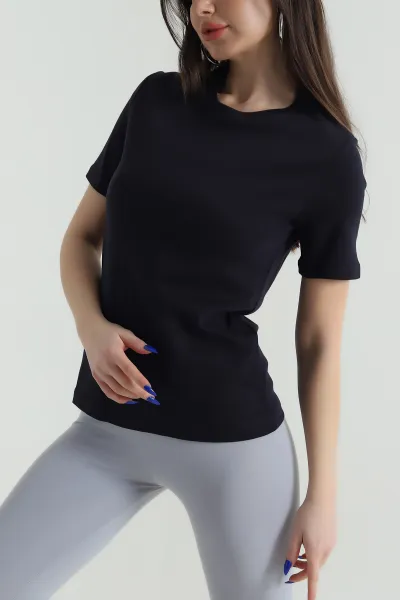 lacivert-bisiklet-yaka-kompak-kadin-tisort-427455