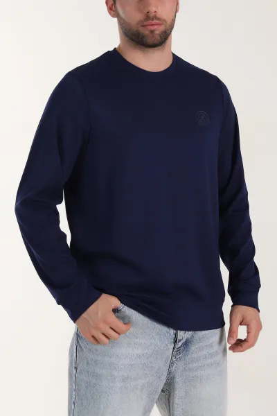 lacivert-bisiklet-yaka-likrali-erkek-sweatshirt-410580