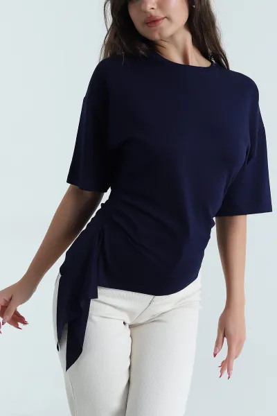 lacivert-bisiklet-yaka-oysho-kadin-tisort-474014