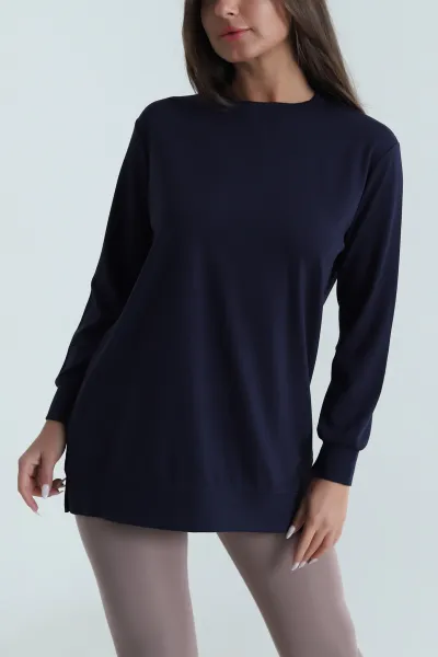 Lacivert Bisiklet Yaka Pike Oysho Kadın Tunik 487504