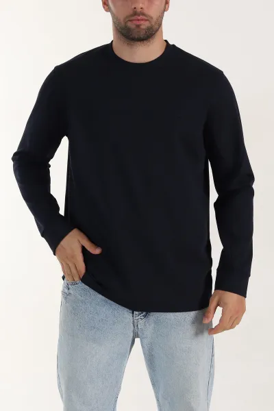 Lacivert Bisiklet Yaka Uzun Kollu Erkek Sweatshirt 396900