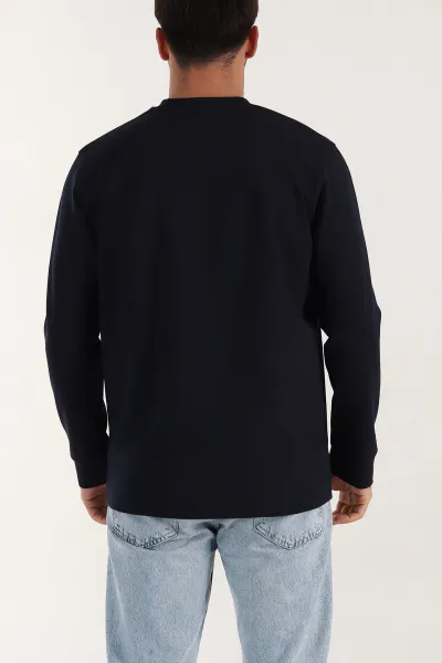 Lacivert Bisiklet Yaka Uzun Kollu Erkek Sweatshirt 396900