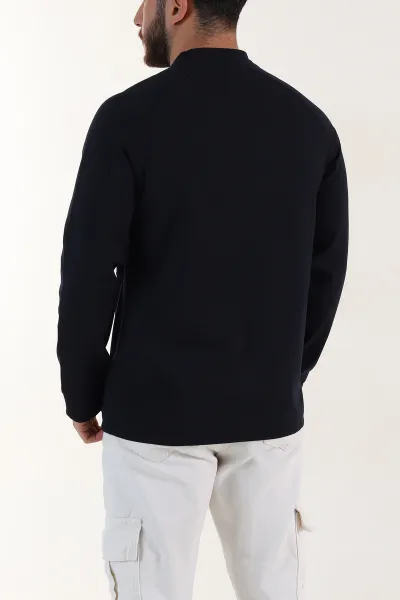 Lacivert Bisiklet Yaka Uzun Kollu Erkek Sweatshirt 396980
