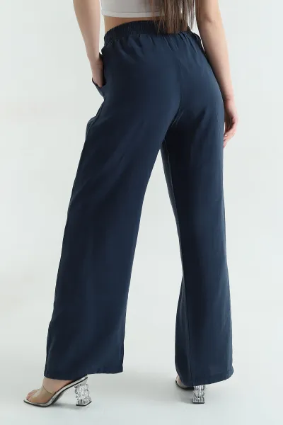 Lacivert Bol Paça Tensel Kadın Pantolon 360794