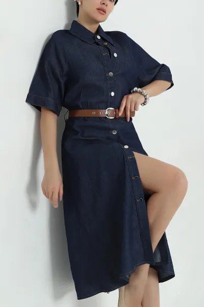 lacivert-boydan-dugmeli-kemerli-tencel-kot-elbise-368954