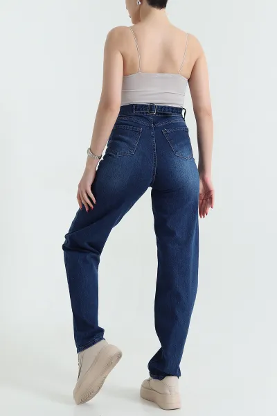 Lacivert Boyfit Cepli Kadın Kot Pantolon 436739