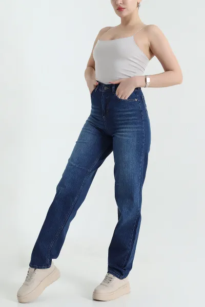 Lacivert Boyfit Cepli Kadın Kot Pantolon 436739
