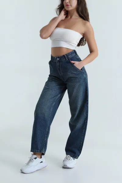 Lacivert Boyfriend Kadın Kot Pantolon 498327